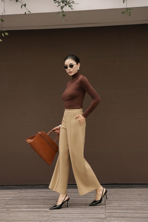 Sixdo Brown Woven Loose Pants